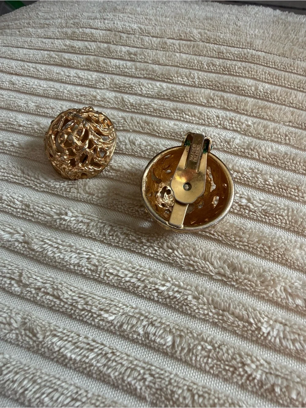 Vintage Napier Gold Filigree Dome Earrings